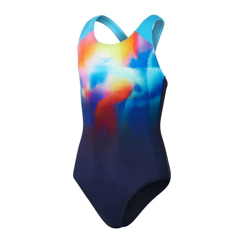 Speedo Junior Digital Placement Splashback Swimsuit – Vibrant One-Piece for Young Swimmers