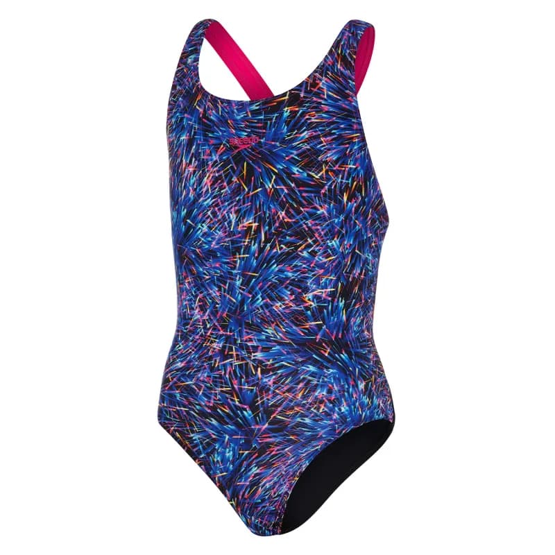 Speedo Girls Digital Allover Leaderback Swimsuit – Eye-Catching Performance Swimwear for Juniors